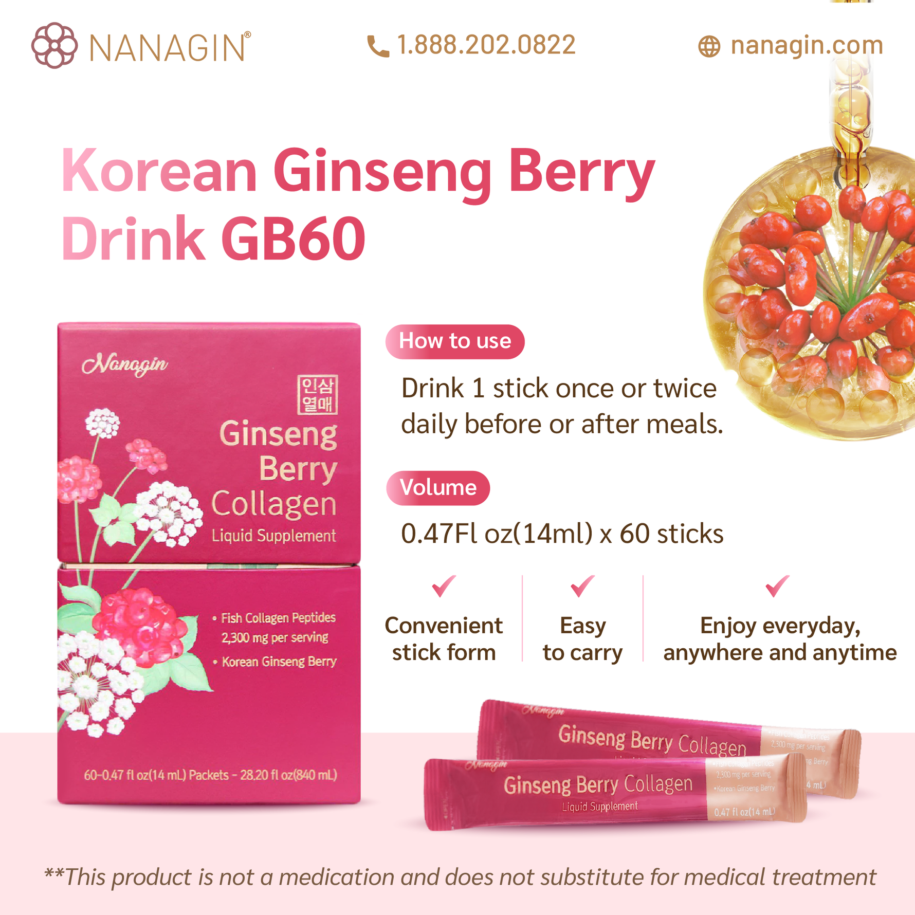 Ginseng Berry Collagen Drink - Nanagin